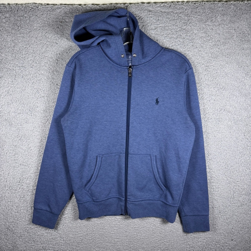 Polo Ralph Lauren Mens Full Zip Hoodie Blue Heather Pony Logo Small